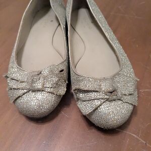 Kate Spade Glittering Gold Bow Flats